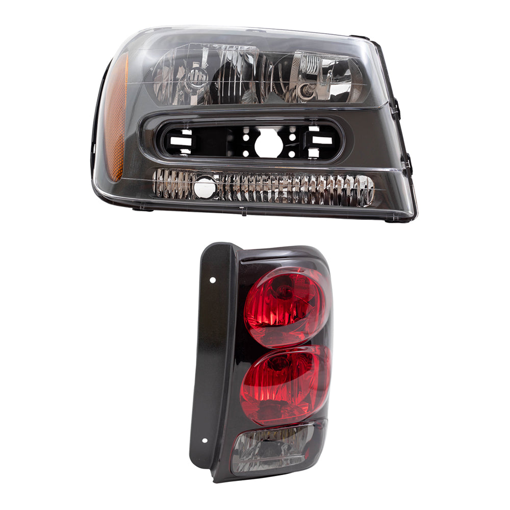 Brock Replacement Headlights and Tail Lights Compatible with 2002-2009 Trailblazer