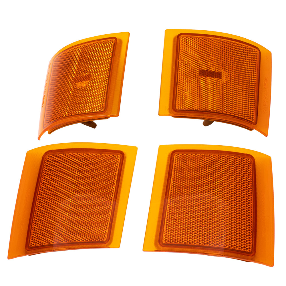 Brock Replacement Lower & Upper Signal 4 Piece Side Marker Lamp Driver and Passenger Set Compatible with 1994-2002 C/K Pickup Truck