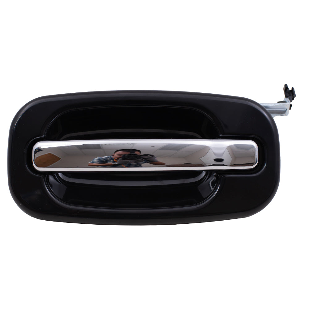 Brock Replacement Driver Rear Outside Door Handle Black Bezel w/Chrome Lever Compatible with 2001-2007 Silverado Sierra Crew Cab Pickup Truck 15745141