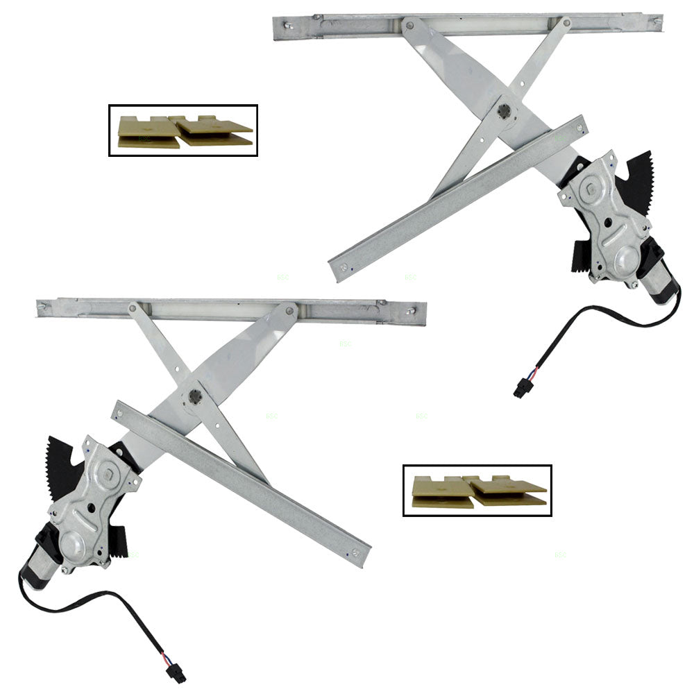 Brock Replacement Front Power Window Regulators & Motors with 4 Sash Connector Clips Compatible with 92-98 Skylark 15218046 15218050