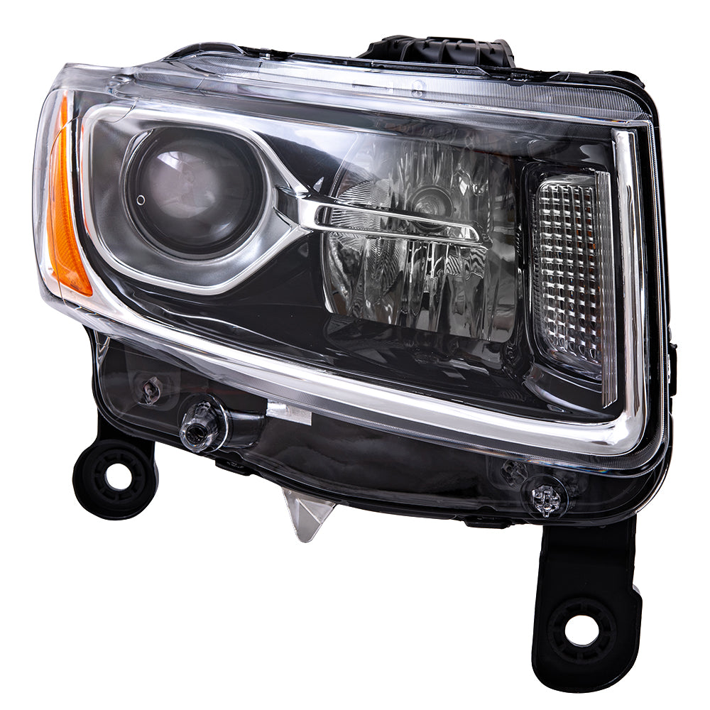 2014-2016 Jeep Grand Cherokee Halogen Combination Headlight Assembly With Chrome Bezel RH CAPA Certified