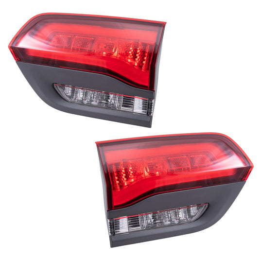 Combination Tail Light Set With Gray Bezel Without Platinum Insert Driver Left Passenger Right Liftgate Mounted for  2014-2021 Jeep Grand Cherokee Altitude/Laredo/Limited/Overland/Summit LH 2022 Jeep Grand Cherokee WK Altitude/Laredo/Limited/Overland/Summ