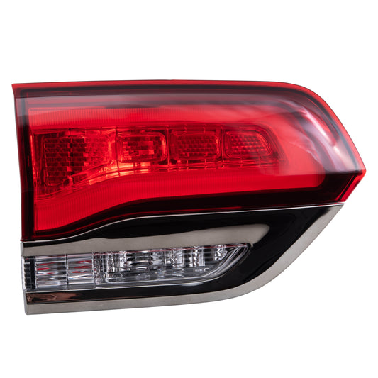 Combination Tail Light With Silver Bezel Without Platinum Insert Driver Left Liftgate Mounted For 2014-2021 Jeep Grand Cherokee Altitude/Laredo/Limited/Overland/Summit LH 2022 Jeep Grand Cherokee WK Altitude/Laredo/Limited/Overland/Summit