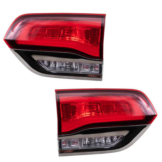 Combination Tail Light Set With Silver Bezel Without Platinum Insert Driver Left Passenger Right Liftgate Mounted for  2014-2021 Jeep Grand Cherokee Altitude/Laredo/Limited/Overland/Summit 2022 Jeep Grand Cherokee WK Altitude/Laredo/Limited/Overland/Summi