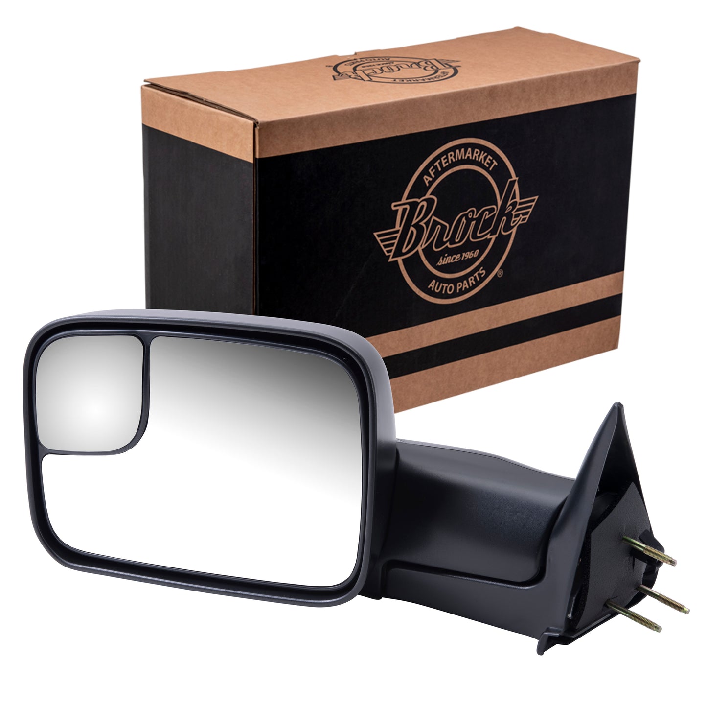 Brock Aftermarket Replacement Driver Left Manual Trailer Tow Mirror Textured Black 7x10 Flip-up Compatible with 1994-2001 Dodge 1500