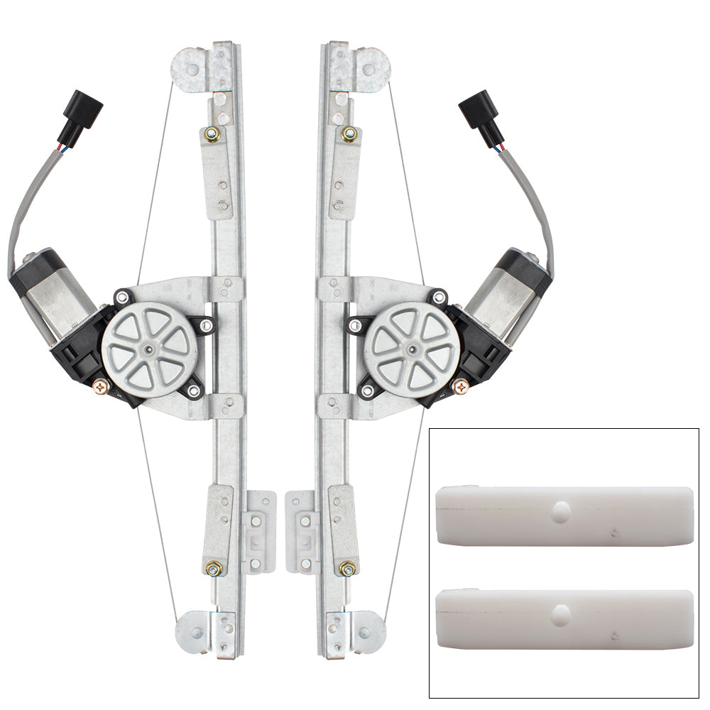 Brock Replacement Front Driver Passenger Side Power Window Regulator with Motor and Upgraded Glass Guide Set Plus Glass Run Channel Guide Clips. Compatible With 2012-2019 500/500c 2013-2019 500e