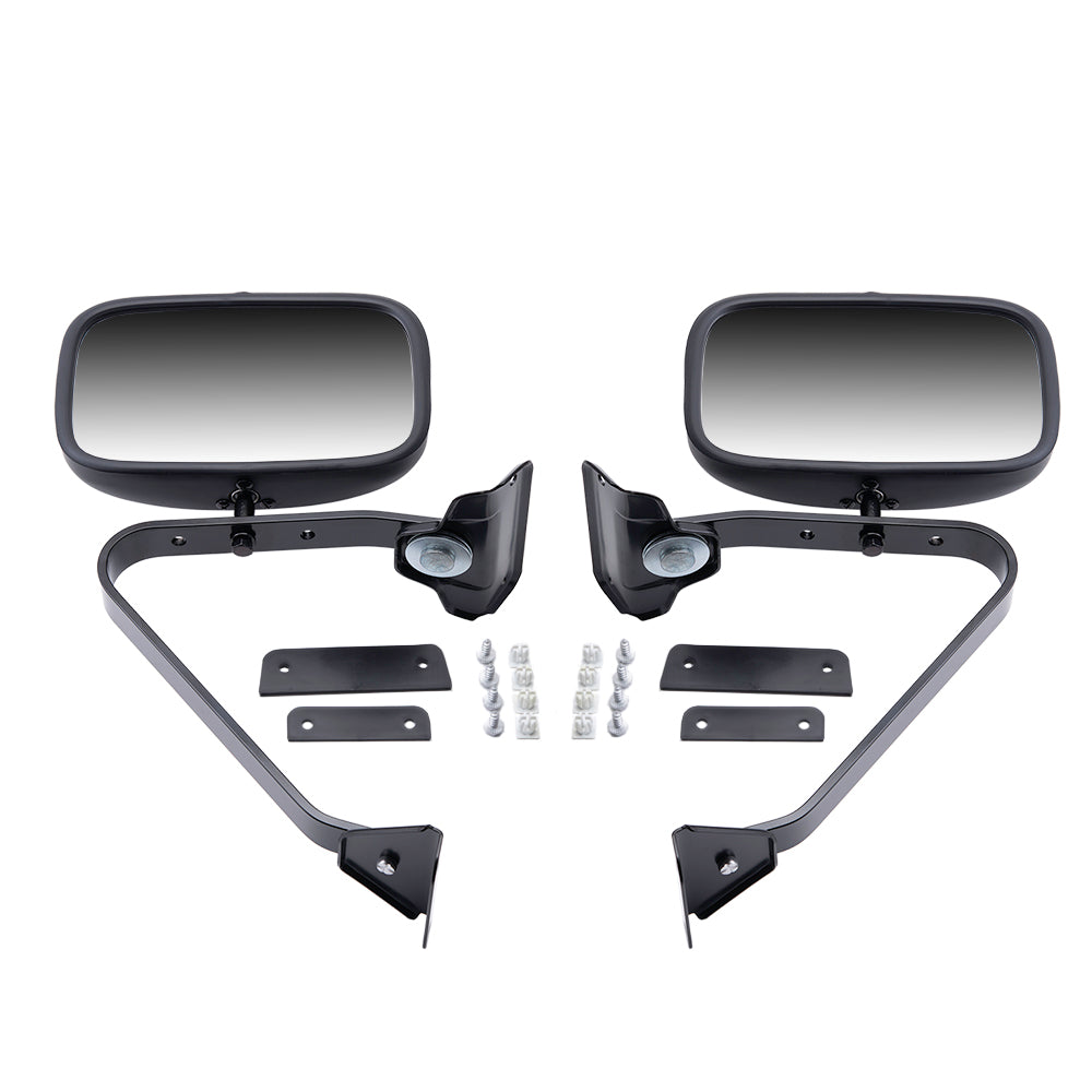 Pair Set Manual Side View Mirrors 5x8 Swing Lock with Plastic Housing Replacement for 80-97 Ford Pickup Truck SUV E5TZ 17696 A