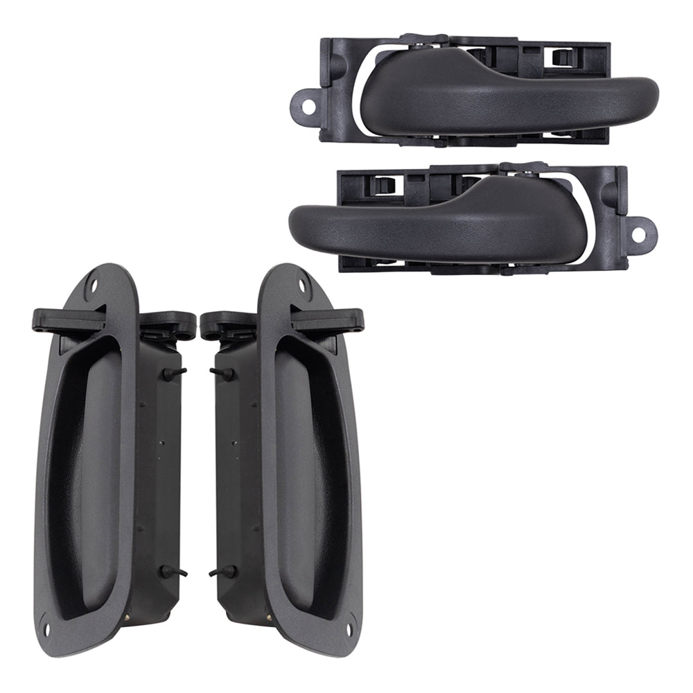 Brock Replacement 4 Piece Set Inside Interior Front & Rear Textured Door Handles Compatible with F-150 & Heritage F-250 Extended Cab Pickup Truck