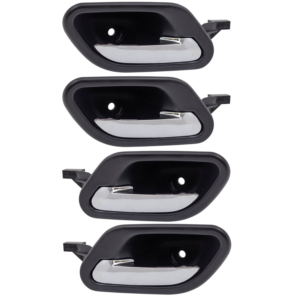 Brock Replacement 4 Pc Set Inside Interior Door Handles Chrome Lever w/ Black Housing fits Front or Rear Compatible with 97-03 5 Series E39 95-98 7 Series E38 51 21 8 2260 49 51 21 8 226 050