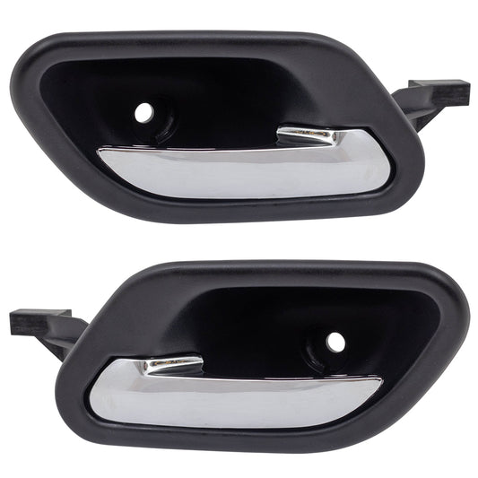 Brock Replacement Pair Set Inside Interior Door Handles Chrome Lever w/ Black Housing fits Front or Rear Compatible with 97-03 5 Series E39 95-98 7 Series E38 51 21 8 2260 49 51 21 8 226 050