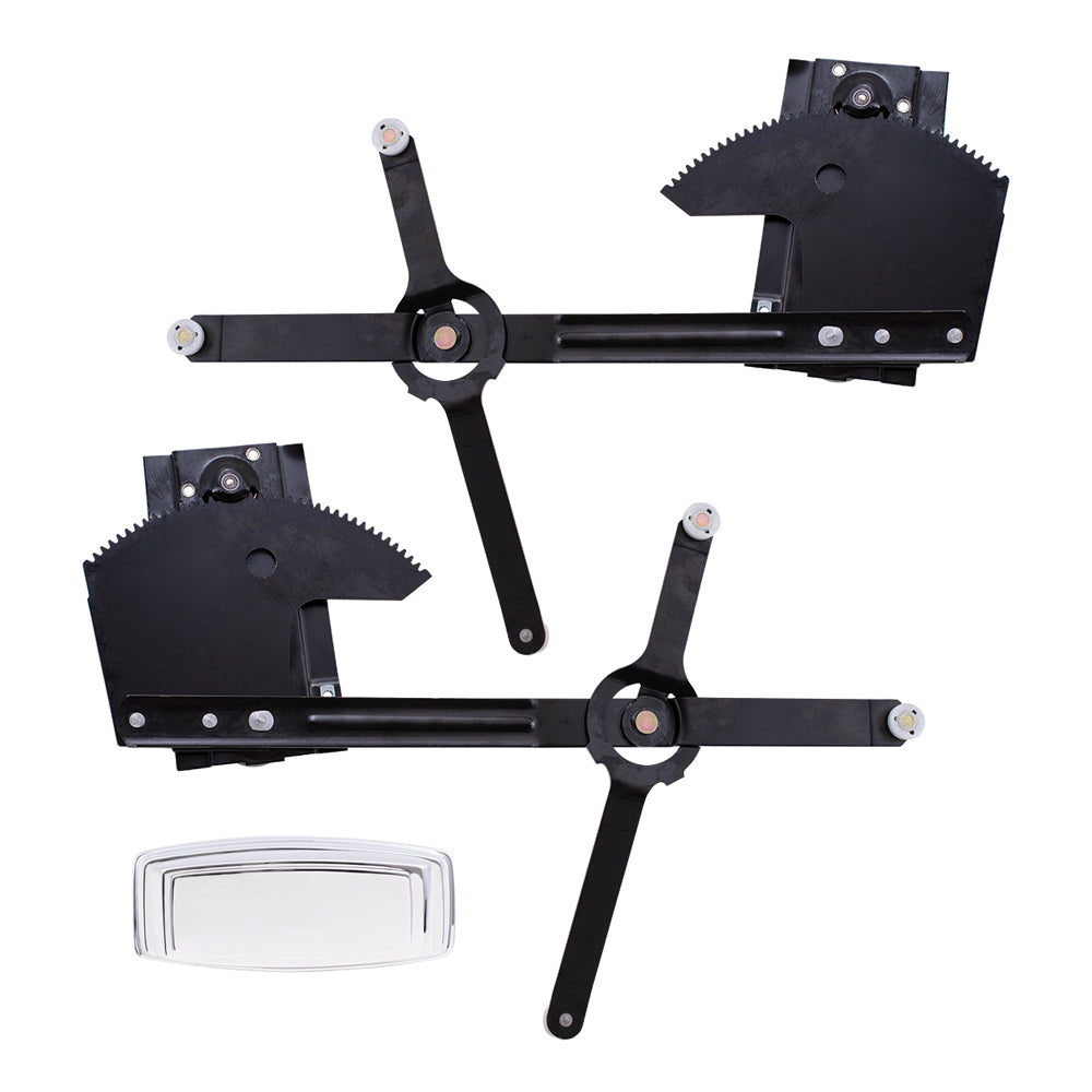 Brock Replacement 3 Piece Set of Front Manual Window Lift Regulators with Rear Gate Window Crank Handle Compatible with 1978-1991 C/K Pickup Truck Jimmy Blazer Suburban