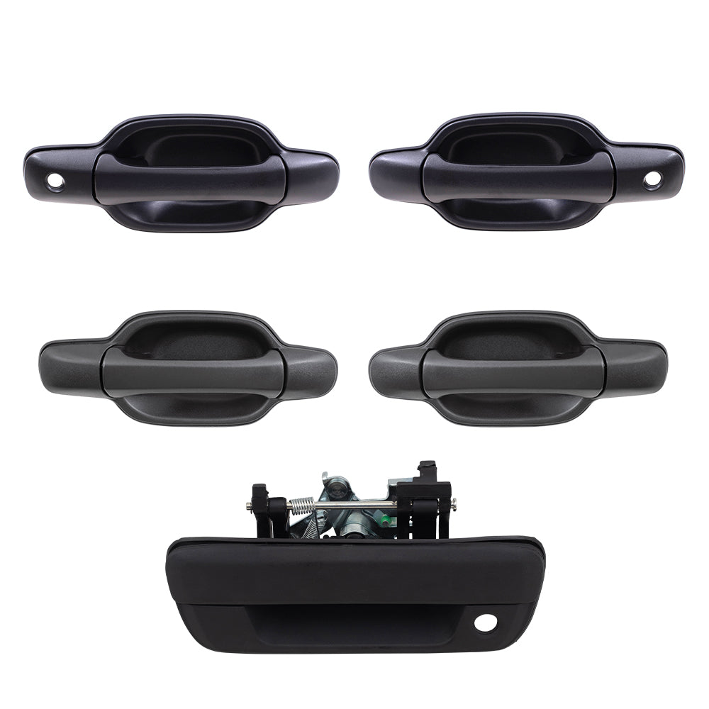 Brock Replacement Tailgate Driver and Passenger Front and Rear Outside Outer Door Handles Compatible with Pickup Truck