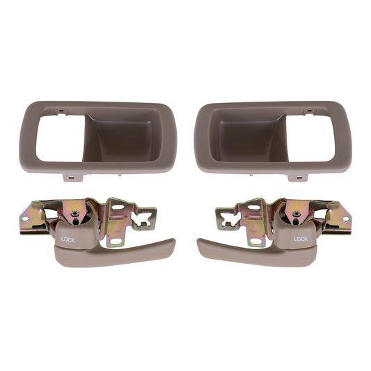 Brock Replacement 4 Pc Set Inside Door Handles with Bezels Beige Compatible with 92-96 Camry