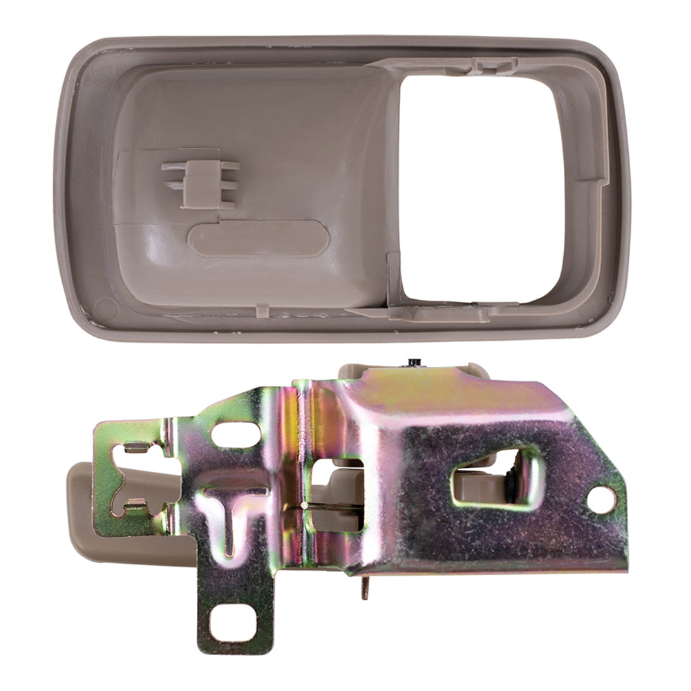 Brock Replacement 4 Pc Set Inside Door Handles with Bezels Beige Compatible with 92-96 Camry