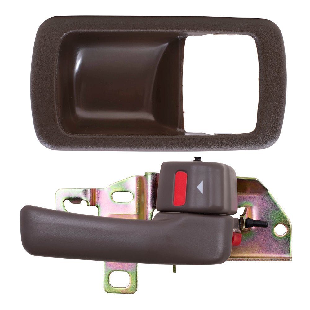 Brock Replacement Passengers Inside Interior Inner Brown Door Handle with Trim Bezel Compatible with 92-96 Camry 69277-32060-S4 69205-32070-W3