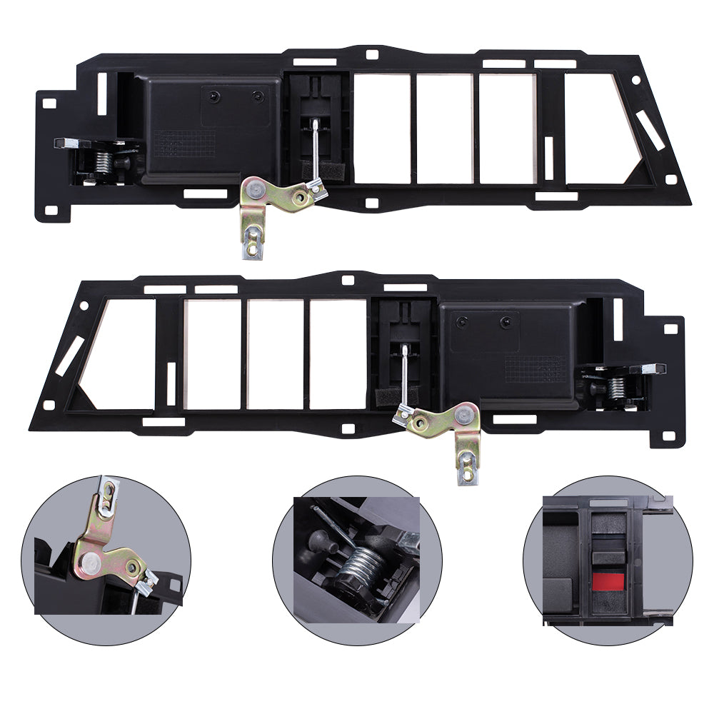 Brock Replacement Driver Left Passenger Right Inside Door Handle With Black Base/Black Lever With Window & Lock Switches 7 Piece Set Compatible With 1988-1989 GM C/K Pickup