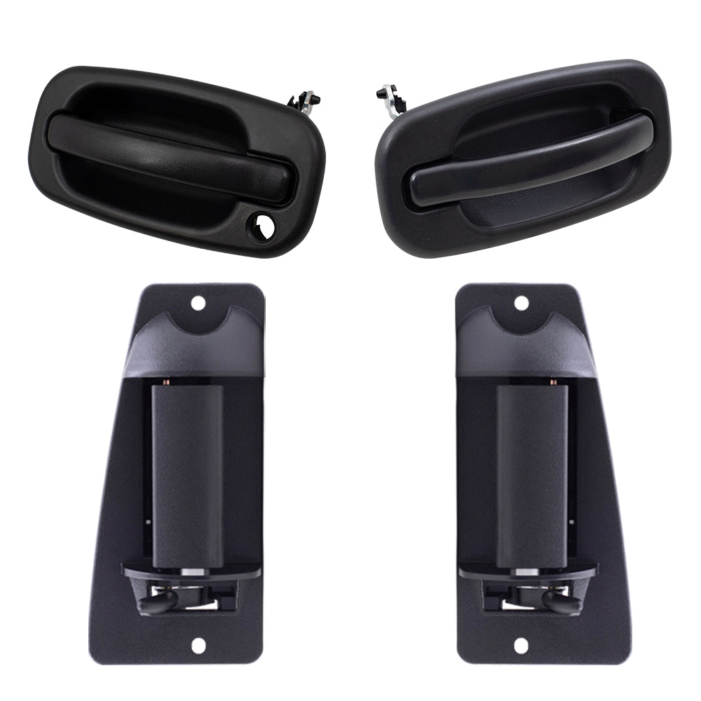 Brock Replacement Front and Rear Outside Door Handles 4 Piece Set Compatible with 1999-2007 Silverado/ 1999-2007 Sierra/ 2002-2004 Sierra Denali Extended Cab ONLY