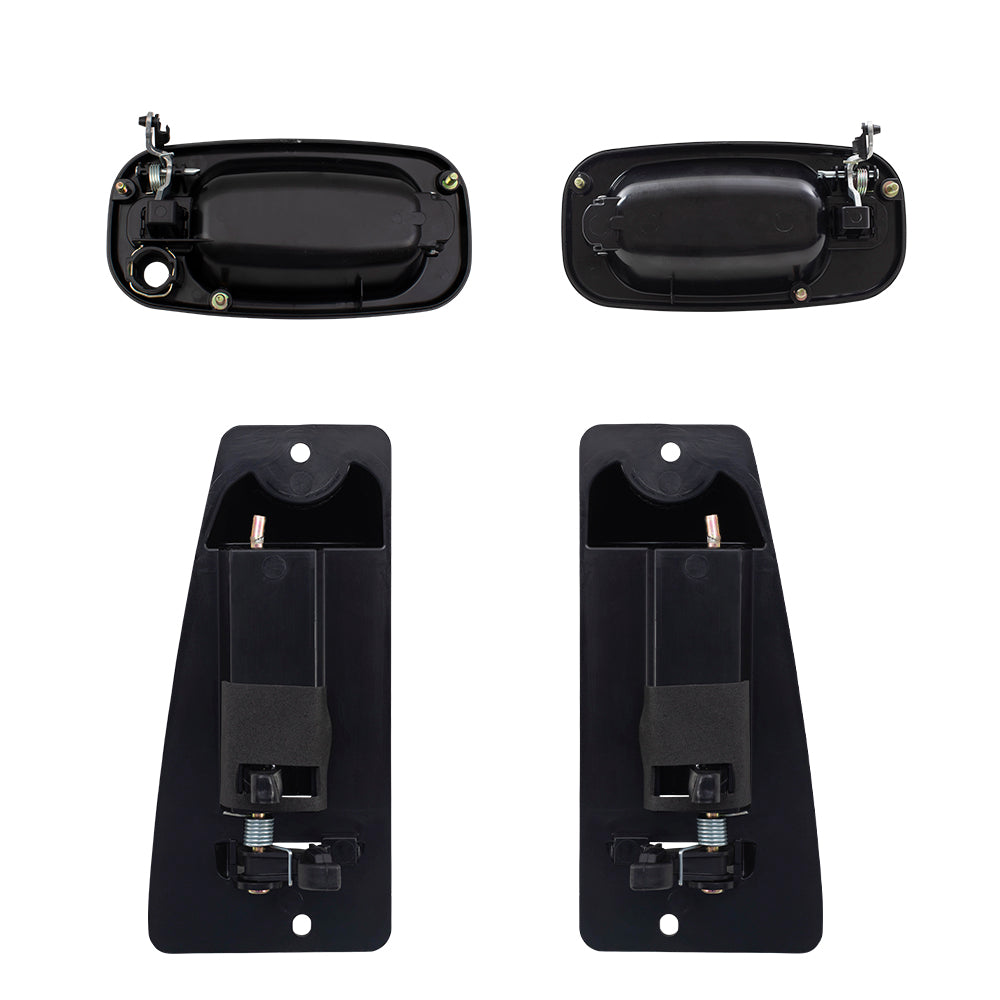 Brock Replacement Front and Rear Outside Door Handles 4 Piece Set Compatible with 1999-2007 Silverado/ 1999-2007 Sierra/ 2002-2004 Sierra Denali Extended Cab ONLY