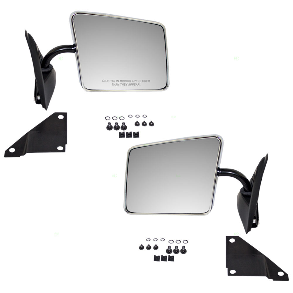 Brock Replacement Driver and Passenger Set Manual Side Door Chrome Mirrors Below Eyeline Compatible with S10/S15 Pickup Jimmy Blazer Bravada