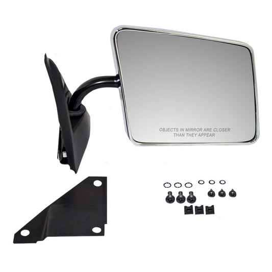 Brock Replacement Passenger Manual Side Door Mirror Chrome Below Eyeline Compatible with S10/S15 Pickup Jimmy Blazer Bravada 15642574