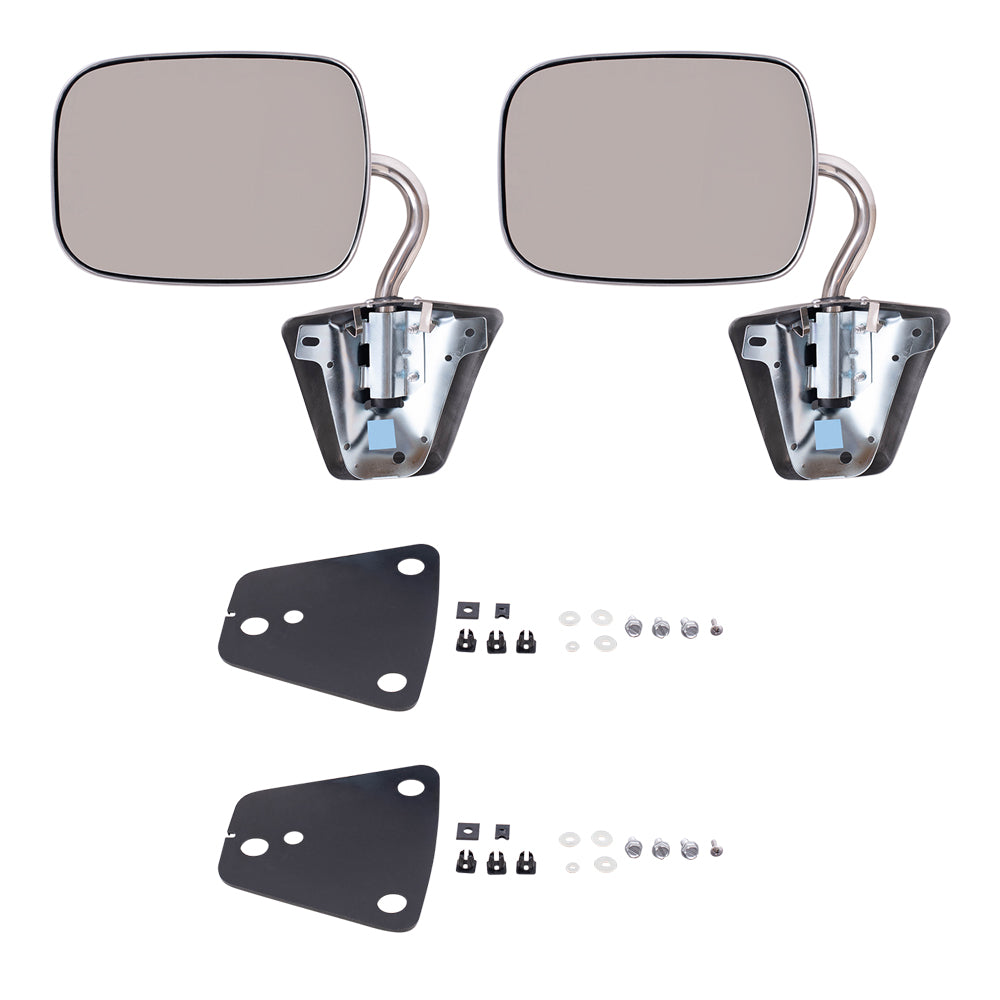 Brock Replacement Driver and Passenger Set Manual Side Door Stainless Steel Below Eyeline Mirrors Compatible with 1978-1996 G25 P15 G1500 P3500 Van