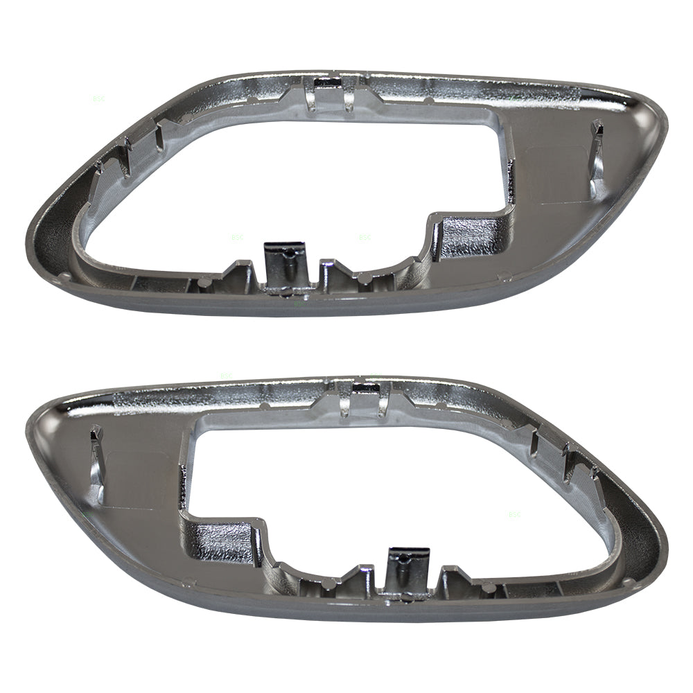 Brock Replacement Pair Set Chrome Specialty Inside Door Handle Trim Bezels Compatible with Pickup Truck Tahoe Yukon