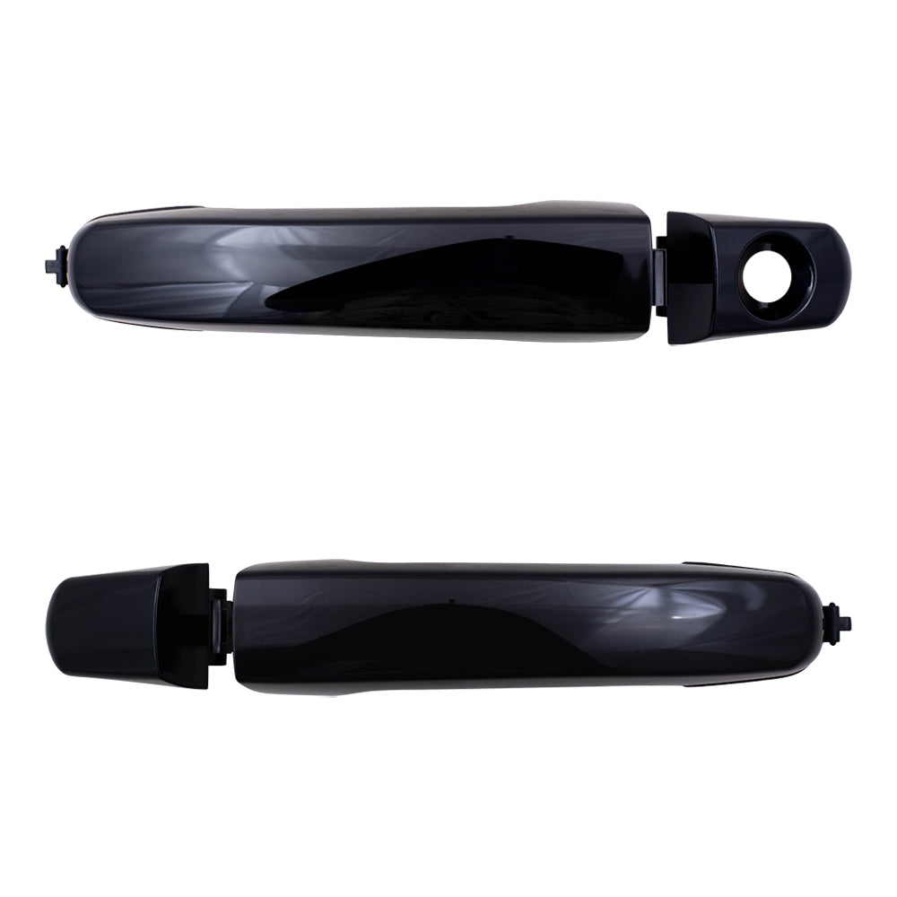 Brock Replacement Set Front Outside Door Handles w/ Caps Textured Black Compatible with 05-09 Equinox Malibu / Maxx & Classic G6 Torrent 22672194 15835639