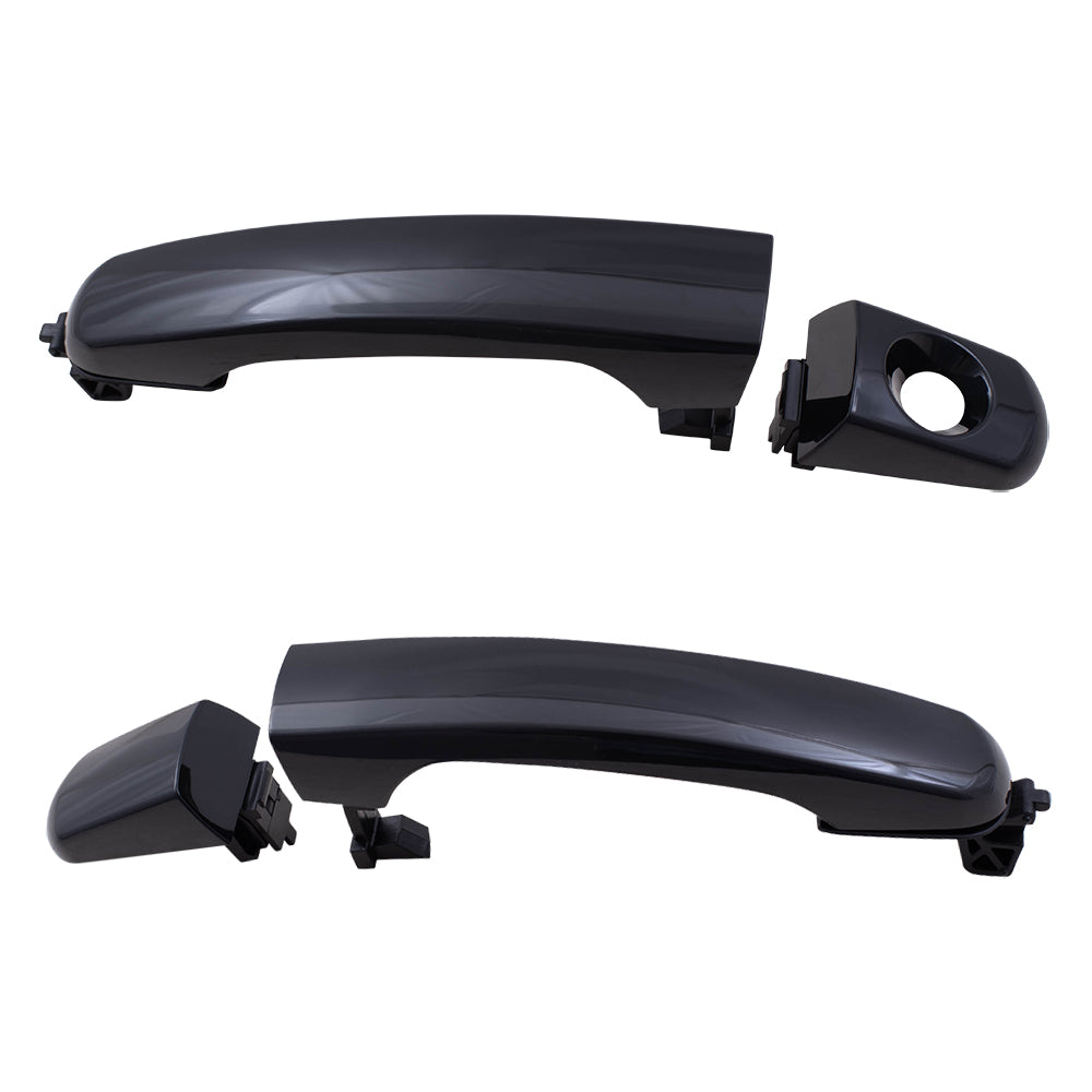 Brock Replacement Set Front Outside Door Handles w/ Caps Textured Black Compatible with 05-09 Equinox Malibu / Maxx & Classic G6 Torrent 22672194 15835639