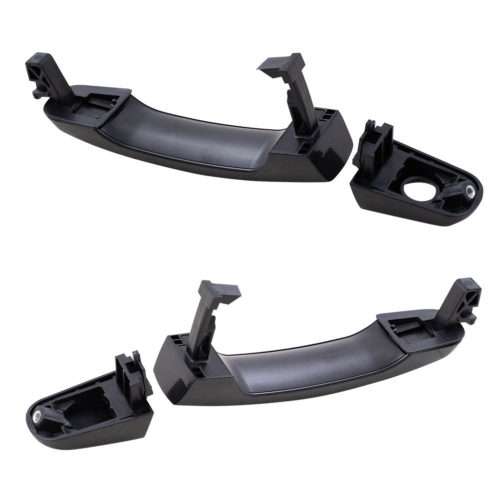 Brock Replacement Set Front Outside Door Handles w/ Caps Textured Black Compatible with 05-09 Equinox Malibu / Maxx & Classic G6 Torrent 22672194 15835639