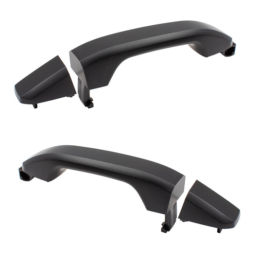 Brock Replacement Set Outside Rear Door Handles Textured w/ Caps Compatible with 14-19 Silverado Sierra Pickup Truck & 19 Sierra Limited/Silverado LD Without Passive Entry