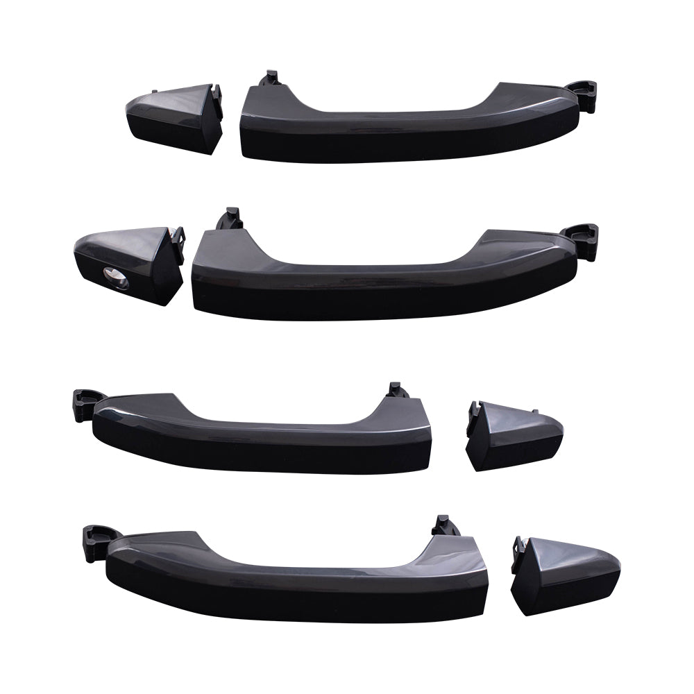 Brock Replacement Driver and Passenger Outside Door Handles with Caps EXC Passive Entry Paint to Match Black Compatible with 14-21 GM Truck