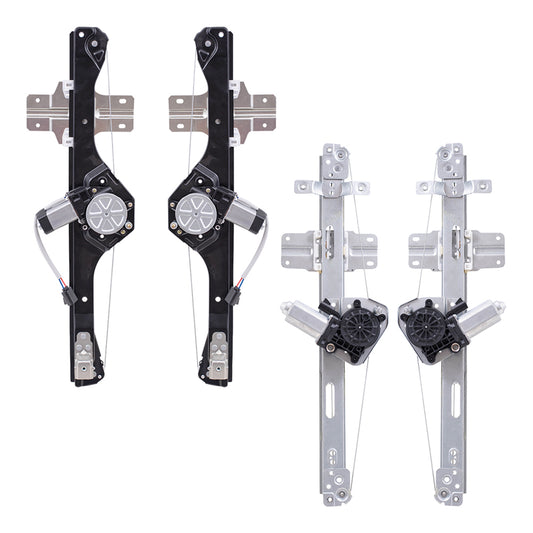 Brock Replacement Driver and Passenger Side Power Window Regulator with Motor-2 Pin Connector Without One Touch 4 Piece Set Compatible with 07-12 Acadia