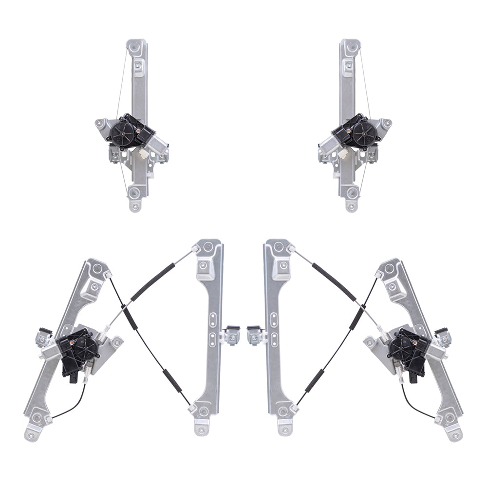 Brock Aftermarket Replacement Driver Left Passenger Right Power Window Regulator Set with Motor 4 Piece Set Compatible with 2010-2012 Cadillac SRX