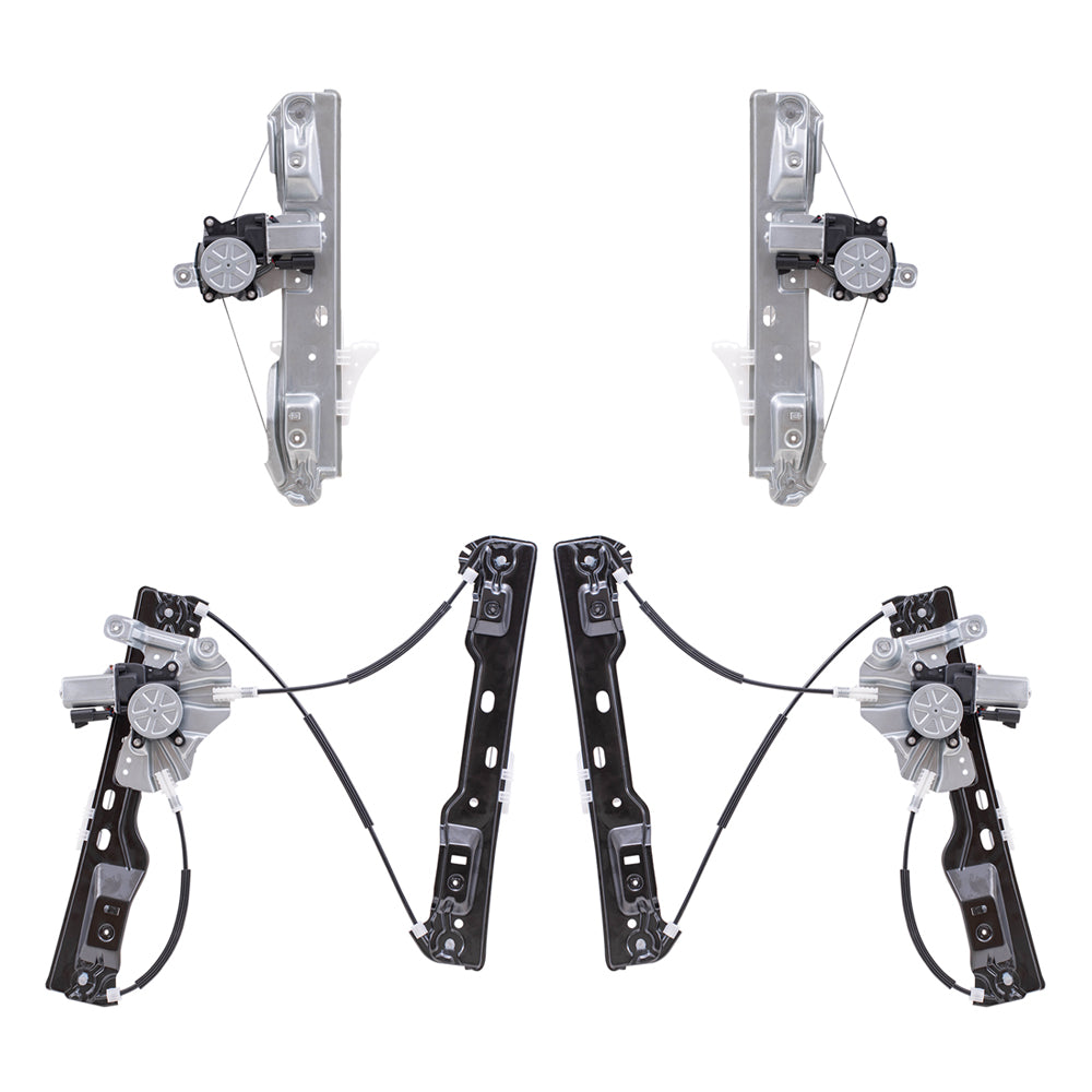 Brock Aftermarket Replacement Driver Left Passenger Right Power Window Regulator with Motor 4 Piece Set Compatible with 2012-2013 Buick Verano