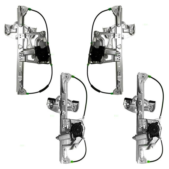 Brock Replacement 4 Pc Set Power Window Regulators with Motors Compatible with 2000-2001 DeVille