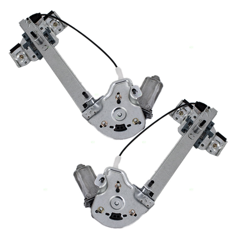 Brock Replacement Set Rear Power Window Regulators with Lift Motors Compatible with 2000-2005 Bonneville 15231243 15231242