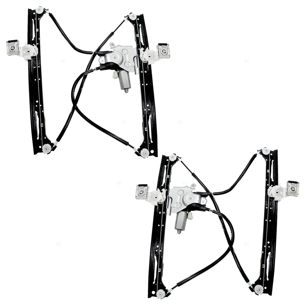 Brock Replacement Set Front Power Window Lift Regulators with Motors Compatible with 2002-2009 Envoy Trailblazer 88980703 88980704