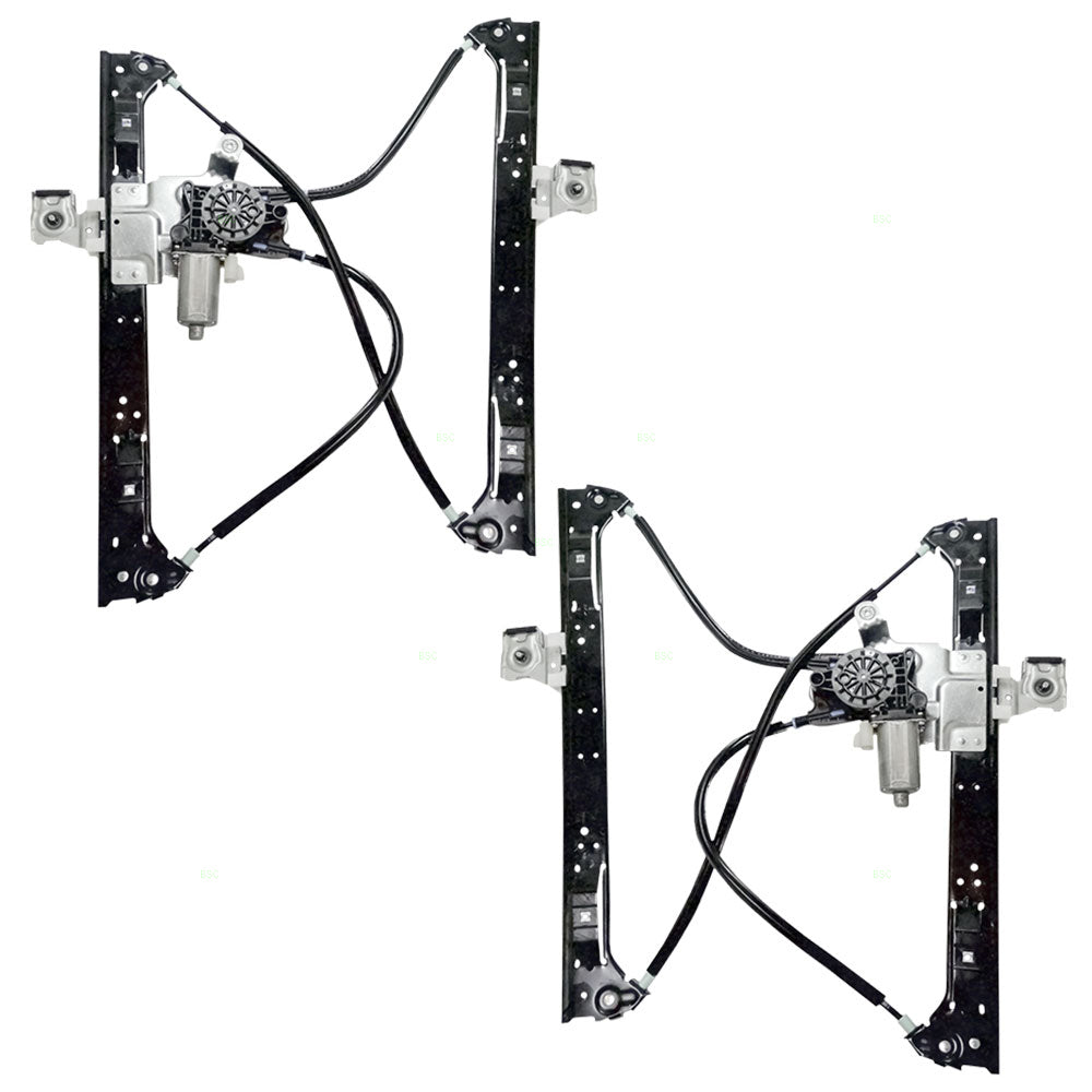 Brock Replacement Set Front Power Window Lift Regulators with Motors Compatible with 2002-2009 Envoy Trailblazer 88980703 88980704