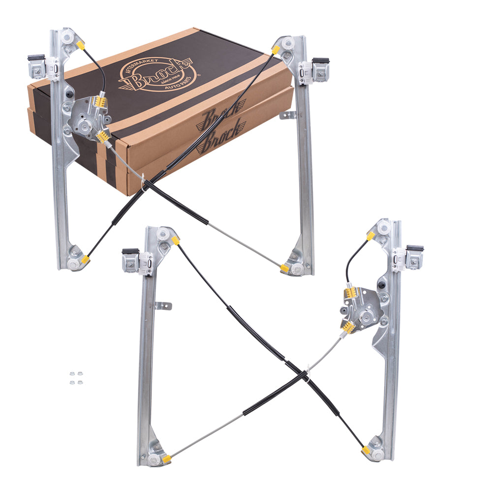 Brock Replacement Driver and Passenger Front Manual Window Regulators Compatible with 1999-2007 Silverado Sierrra 2000-2006 Tahoe Yukon & XL Suburban
