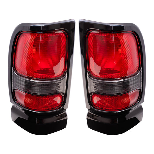 Brock Replacement Set Taillights with Black Bezels Compatible with 1994-2001 1500 1994-2002 2500 3500 Pickup Truck 5EK45DX8AC 5EK44DX8AC