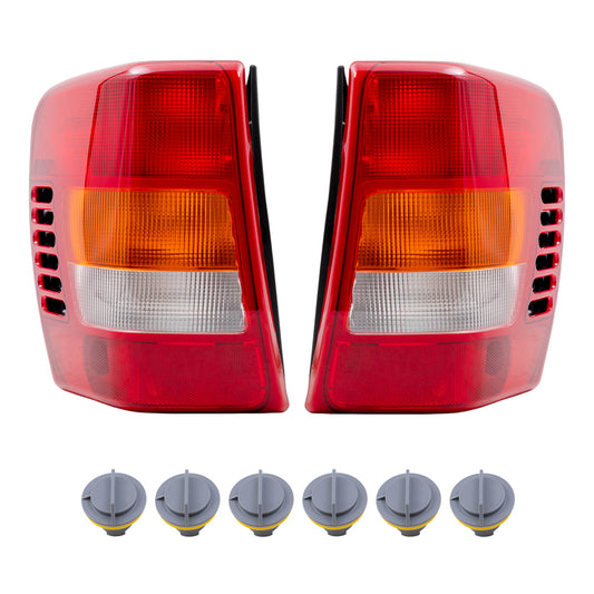 Brock Aftermarket Replacement Driver Left Passenger Right Tail Light Units with Circuit Board-Sockets without Bulbs 8 Piece Set Compatible with 1999-2002 Grand Cherokee Built to 11/01