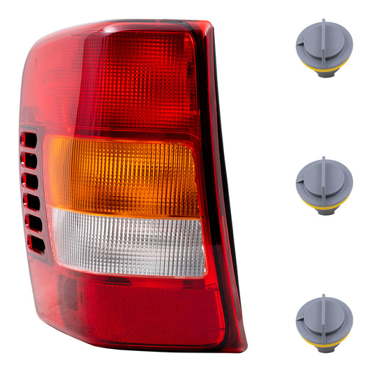 Brock Replacement Driver Side Tail Light Unit with Circuit Board and Tail Light Bulb Sockets without Bulbs 4 Piece Set Compatible with 2002-2004 Grand Cherokee