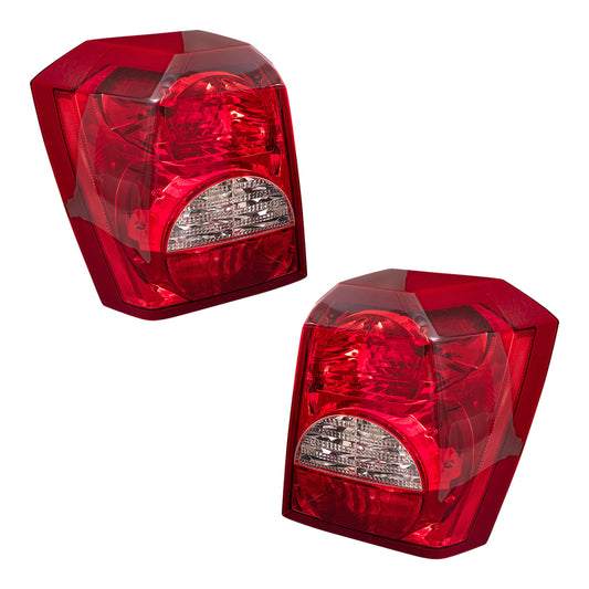 Brock Replacement Set Driver and Passenger Tail Lights Compatible with 2008-2012 Caliber 5160361AA 5160360AA