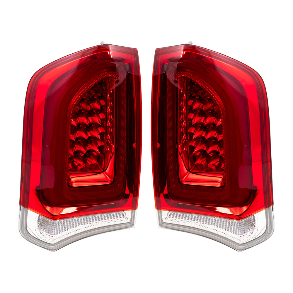 Brock Replacement Set Driver and Passenger Tail Lights with Chrome Compatible with 2015-2019 300