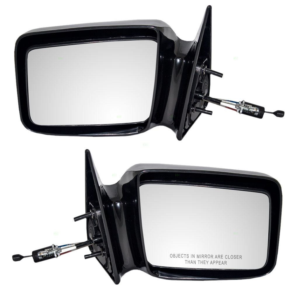 Replacement Set Driver and Passenger Manual Remote Side View Mirrors Gloss Compatible with 1987-1996 Dakota Pickup Truck 55025869 55025868