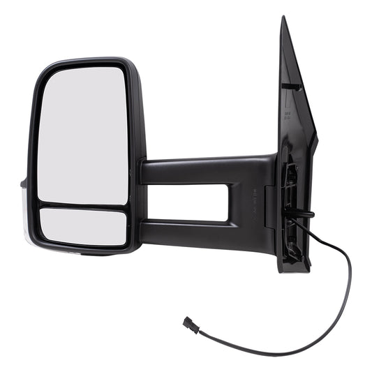 Brock Replacement Driver Side Extended Type Manual Mirror Textured Black with Signal without Heat Compatible with 2006-2018 Sprinter