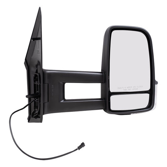 Brock Replacement Passenger Side Extended Type Manual Mirror Textured Black with Signal without Heat Compatible with 2006-2018 Sprinter