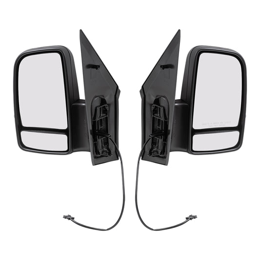 Brock Replacement Driver and Passenger Side Standard Type Manual Mirrors Textured Black with Signal without Heat Compatible with 2006-2018 Sprinter