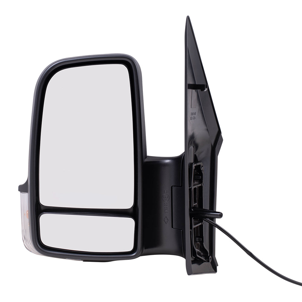 Brock Replacement Driver Side Standard Type Manual Mirror Textured Black with Signal without Heat Compatible with 2006-2018 Sprinter