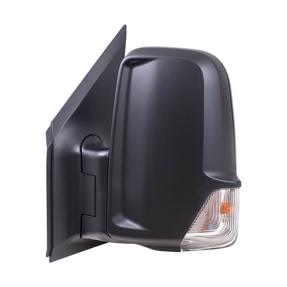 Brock Replacement Driver Side Standard Type Manual Mirror Textured Black with Signal without Heat Compatible with 2006-2018 Sprinter